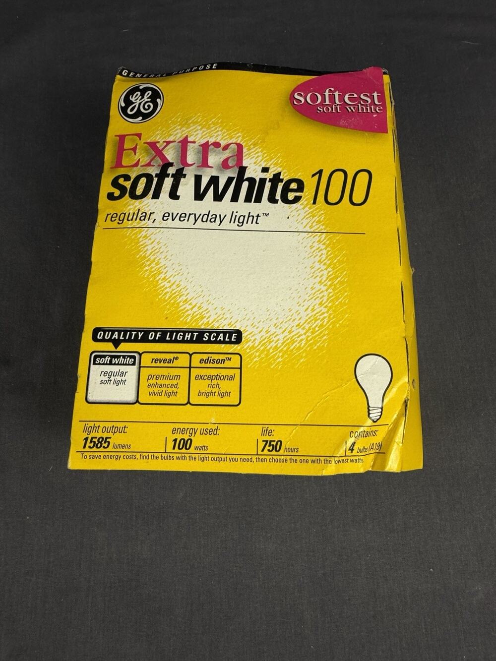 Authentic Vintage NOS 2000 GE Extra Soft White 100W Light Bulbs A19 3-Pack